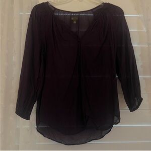 Fei Sheer Purple V-Neck Blouse